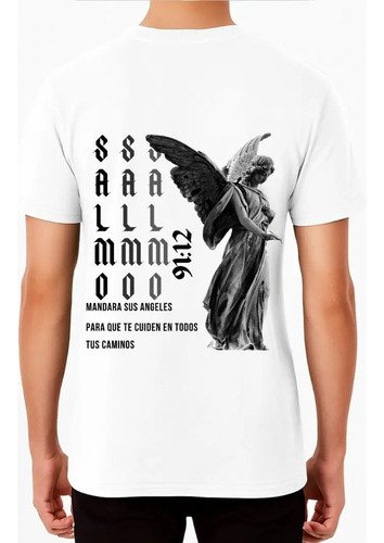 Remeras Cristiana Kadosh - Salmo 91:12 - Oversize Algodón Blanco 2-b S Estampa Localizada - Imagen 2