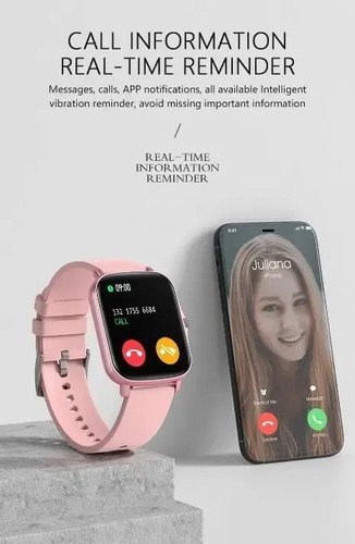 Reloj Smartwatch Inteligent Mujer P/ Samsung Xiaomi Moto Iph Blanco Rosa - Imagen 6