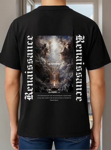 Remeras Cristiana Kadosh - Filipenses 1:6 - Oversize Algodón Negro 1-n Xl Estampa Localizada