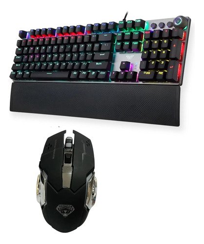 Combo Gamer Led Teclado Aula+mouse Inalambrico Divipard N/g Negro
