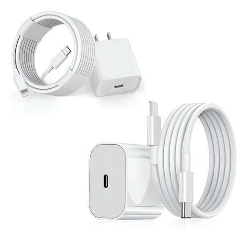Combo! Cargador 20w Y 30 W + Cable Usb C + Cable Para iPhone Blanco