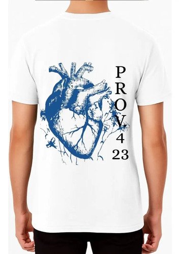 Remeras Cristiana Kadosh - Proverbios 4:23 - Algodón Blanco 4-b S Estampa Localizada - Imagen 2