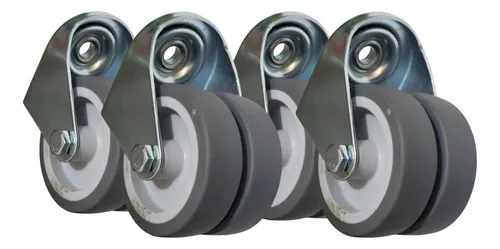 4 Ruedas Giratorias Dobles - Twins - Agujero Pasante Negro