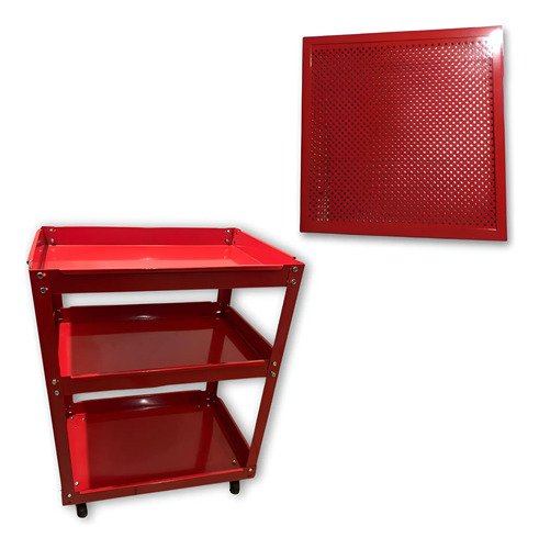 Carro Para Herramientas Con Ruedas Y 3 Bandejas (grande) Rojo