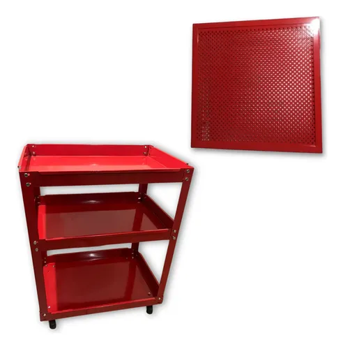Carro Mecánico 3 Bandejas Grande + Tablero De Herramientas