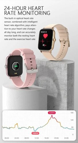 Reloj Smartwatch Inteligent Mujer P/ Samsung Xiaomi Moto Iph Blanco Rosa - Imagen 8