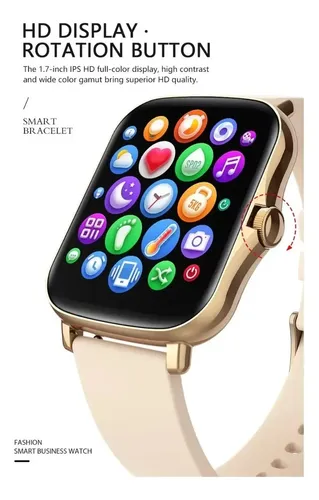 Reloj Smartwatch Inteligent Mujer P/ Samsung Xiaomi Moto Iph Blanco Rosa - Imagen 2