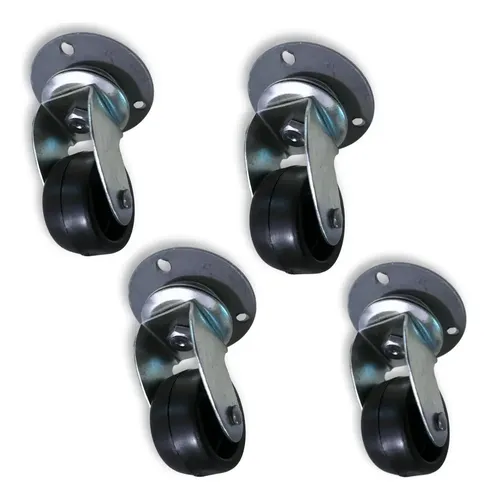 4 Ruedas Giratorias Rueditas Con Base Muebles Cajonera Negro